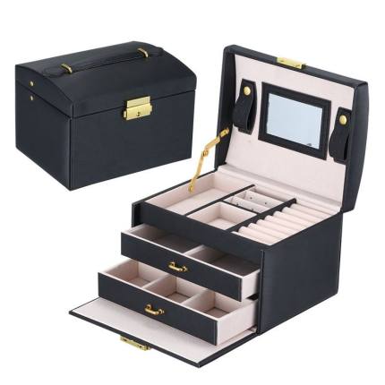 Jewelry Organizer Large Jewelry Box High Capacity Jewelry Casket Makeup Storage Makeup Organizer Leather Beauty Travel Box
