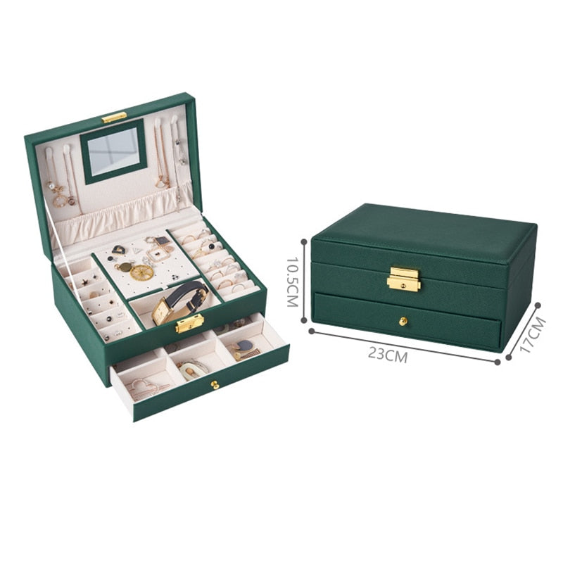 WE Leather Jewelry Box for Women Gifts Box Necklace Earring Ring Jewelry Organizer Storage Joyeros Organizador