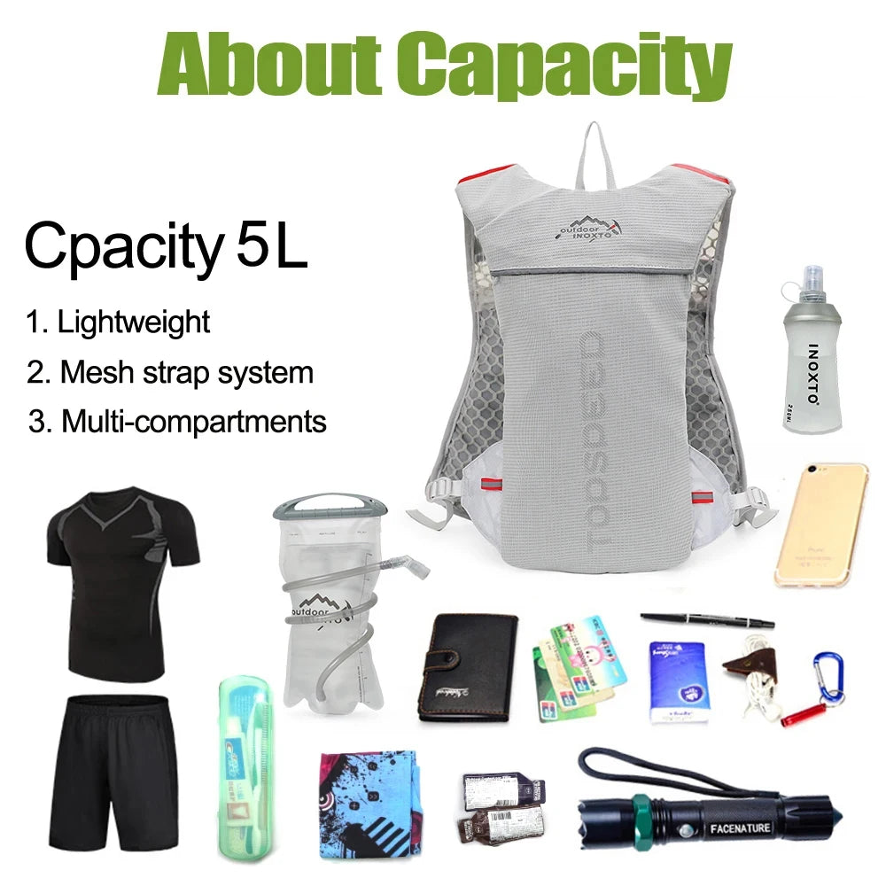 Outdoor Trail Running 5L Ultralight Backpack Hydration Jogging Vest