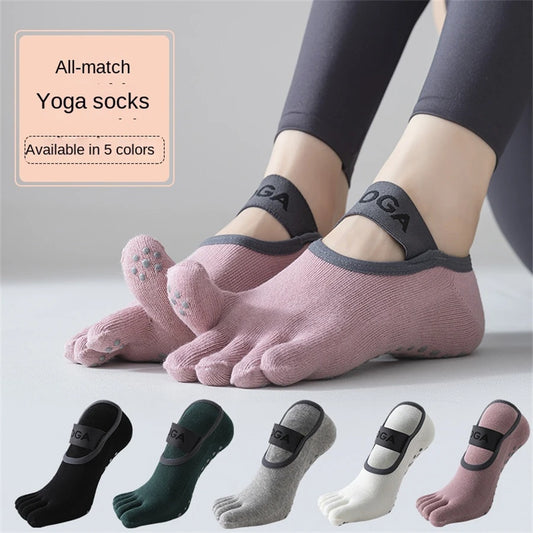 1 pair of women's five finger socks, professional anti slip yoga