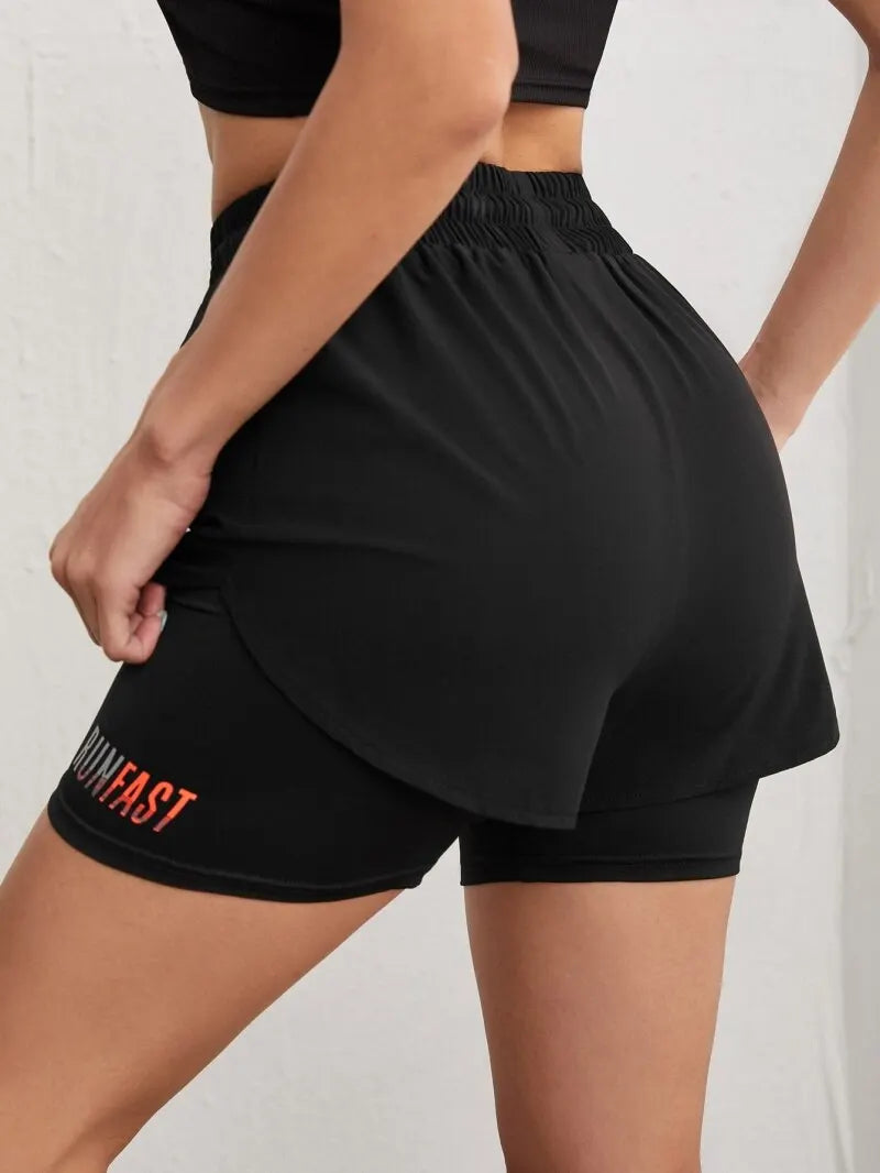 Women's High Rise Yoga Shorts With Elastic Proximity Control Running