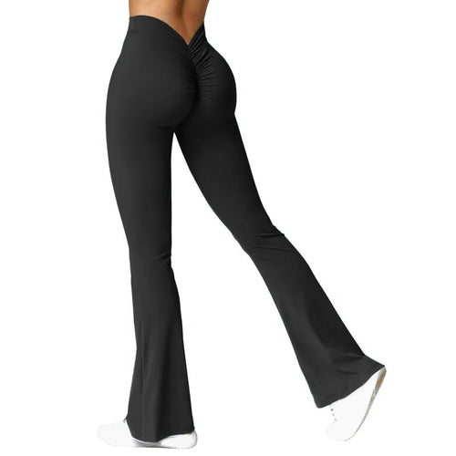 Fashion Micro Horn Leggings Women V-back Waist Sports Pants High Waist