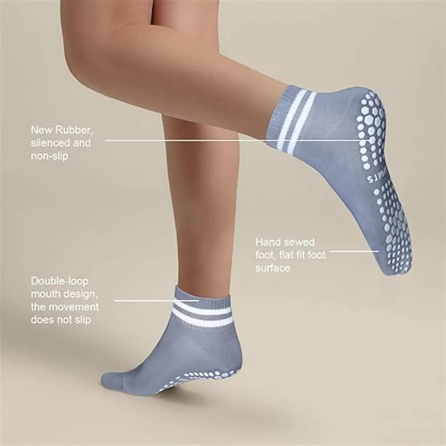 Grip Socks for Women, Non Slip Pilates Yoga Socks with Double Stripes