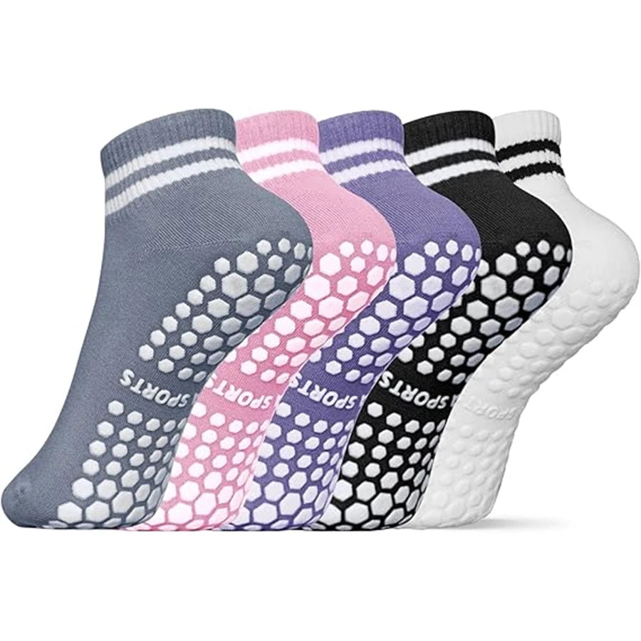 Grip Socks for Women, Non Slip Pilates Yoga Socks with Double Stripes