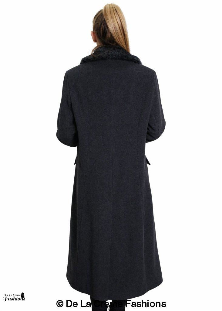 Oversized Faux Fur Collar Long Coat (642-FUR)