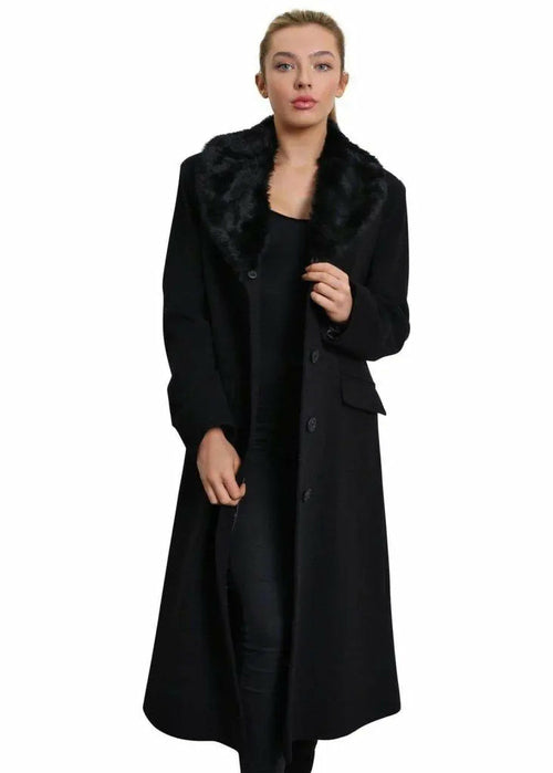 Oversized Faux Fur Collar Long Coat (642-FUR)