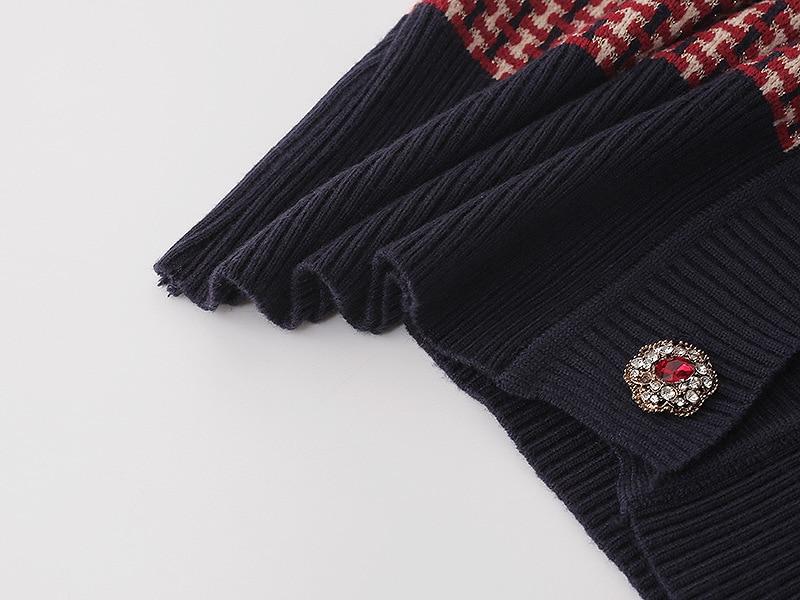 Red Plaid Cardigan Vintage Spring Women Short Sweater Coat Full O-Neck