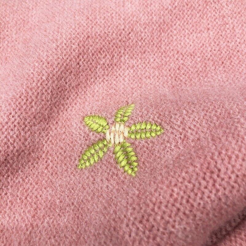 Preppy Style Floral Embroidery Knit Cardigans Sweater Women O Neck