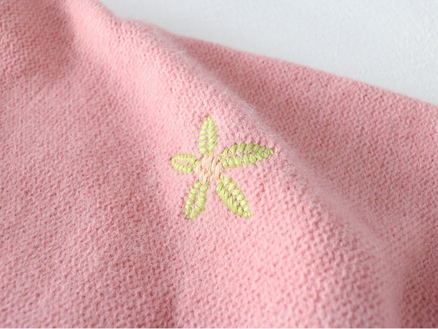 Preppy Style Floral Embroidery Knit Cardigans Sweater Women O Neck